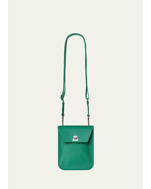 Akris Green Anouk Mini Flap Leather Messenger Bag