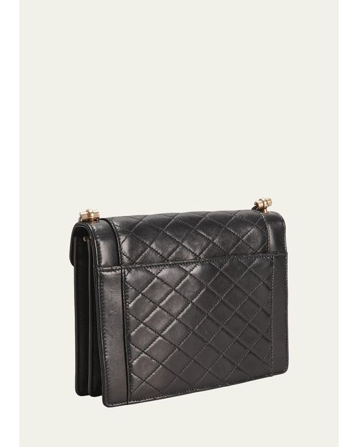 Saint Laurent Black Gaby Mini Flap Ysl Shoulder Bag In Quilted Smooth Leather