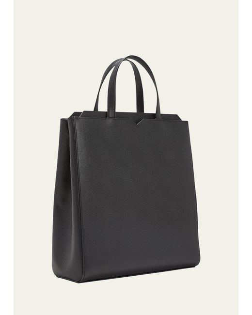 Valextra Black V-line Calfksin Tote Bag for men