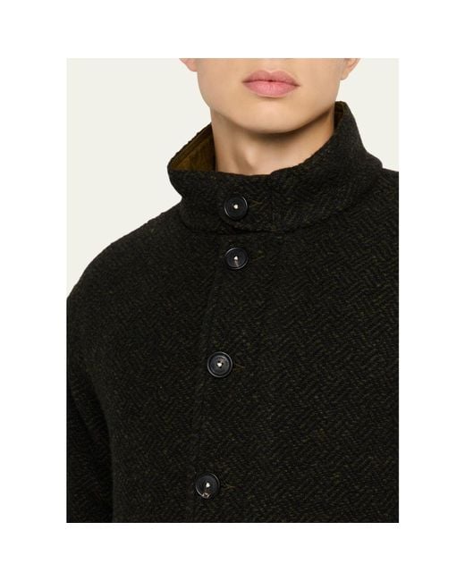 Massimo Alba Black Marcos Herringbone Virgin Wool Jacket for men