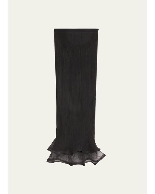 Jonathan Simkhai Black Kelso Ruffled Plisse Maxi Skirt