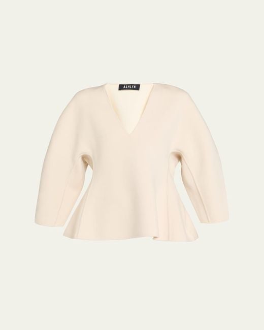 Ashlyn Natural Henry Peplum Blouse