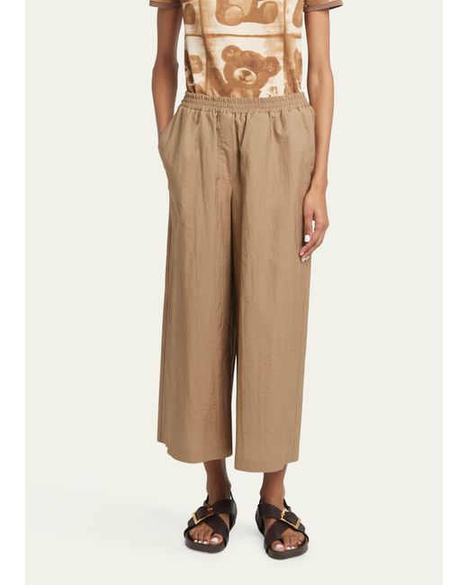 Loewe Natural Cropped Elastic Waist Cotton Trousers