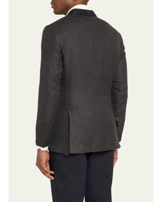 Kiton Black Textured Cashmere Dinner Jacket for men
