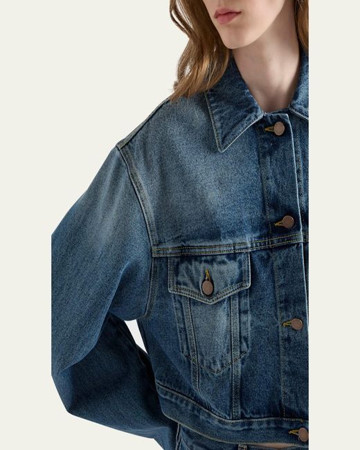 Prada Blue Boxy Denim Blouson Jacket