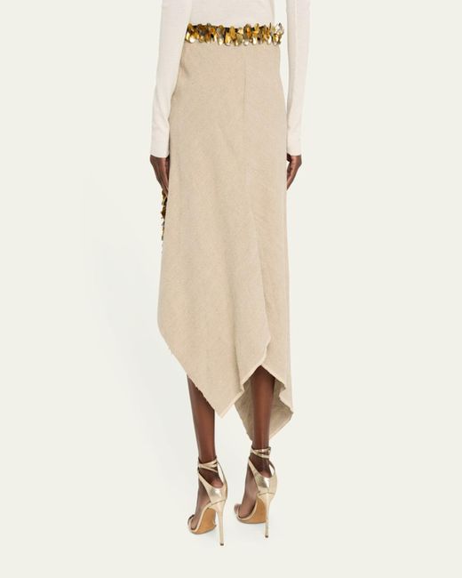 DIOTIMA Natural Darliston Sequined Handkerchief Midi Linen Skirt