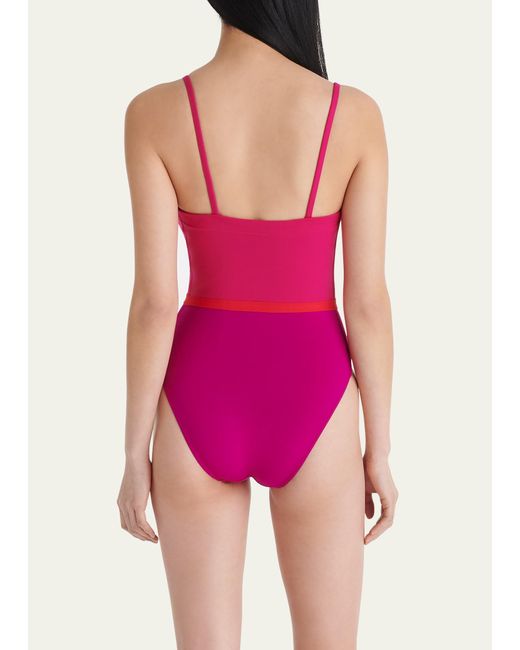 Eres Pink Ara Colorblock One-piece Swimsuit