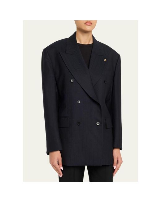 Versace Blue Oversized Double-Breasted Blazer