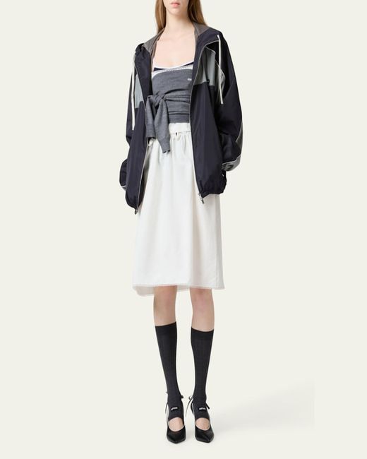 Miu Miu Black Colorblock Oversized Hooded Track Jacket