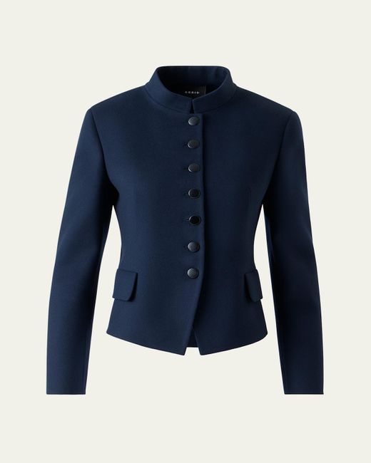 Akris Blue Deva Wool Flannel Double-Face Jacket