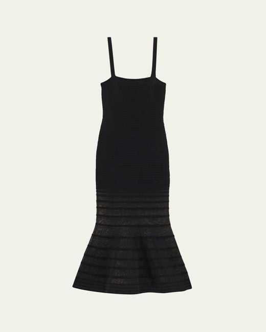 Jonathan Simkhai Black Vallarie Stripe Illusion Midi Dress
