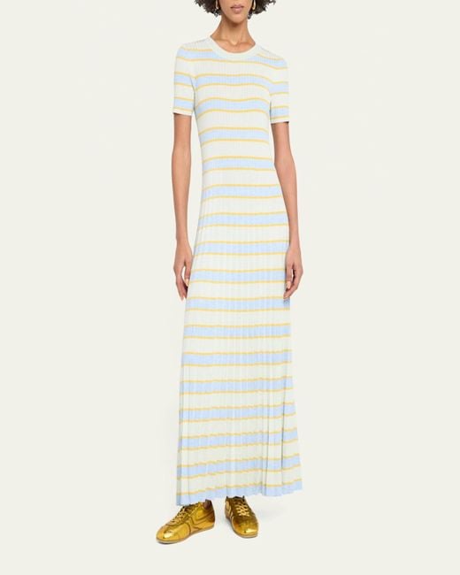 Rag & Bone White Eloise Stripe Short-Sleeve Maxi Dress