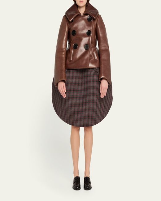 Marc Jacobs Brown Shrunken Leather Double-Breasted Jacket