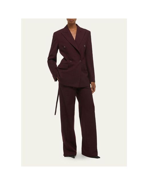 Helmut Lang Red Belted Double-Breasted Blazer