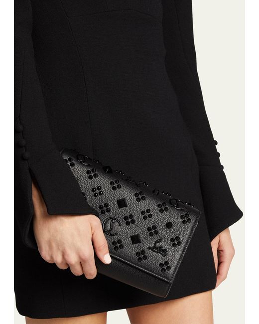 Christian Louboutin Black Paloma Clutch In Leather With Loubinthesky Spikes