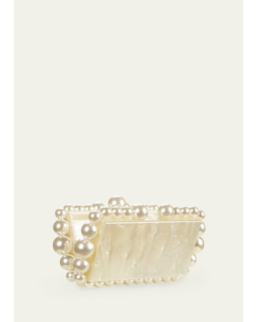 Cult Gaia Natural Eos Pearly Acrylic Clutch Bag