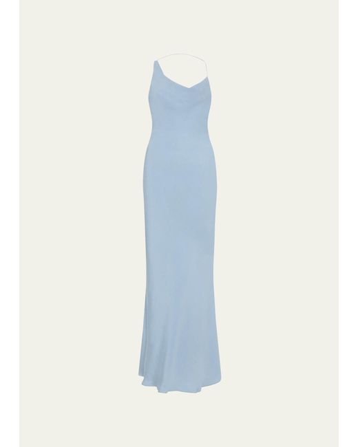 St. Agni Blue Asymmetric Draped Maxi Dress