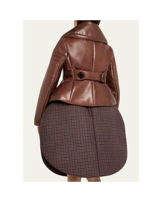 Marc Jacobs Brown Shrunken Leather Double-Breasted Jacket
