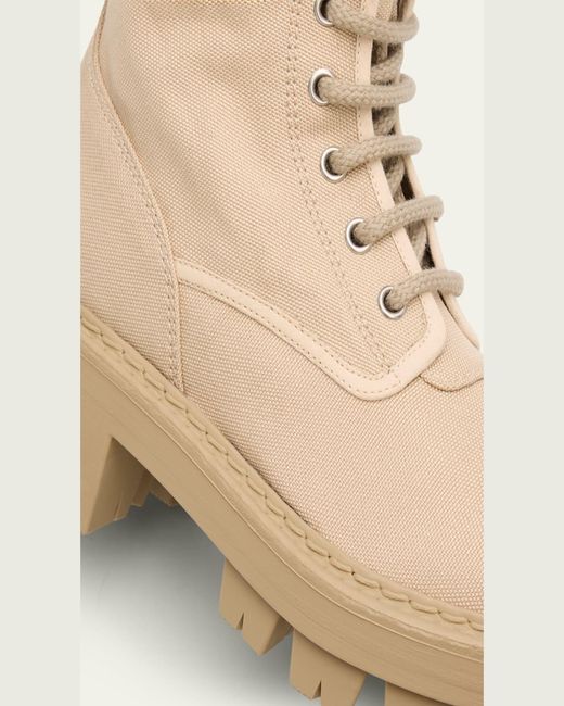 Prada Natural Canvas Ankle Combat Boots