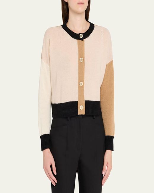 Marni Blue Colorblock Cashmere Crewneck Cardigan