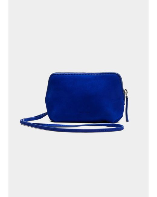 The Row Blue Owen Pouch Bag In Nubuck Leather