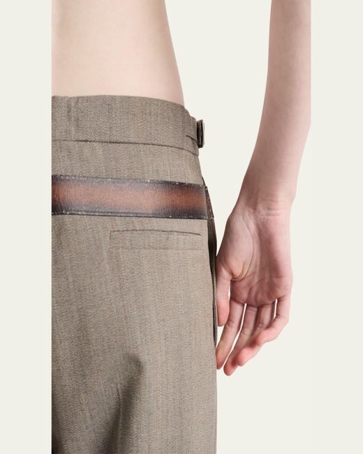 Prada Brown Inset Belt Wool Pants