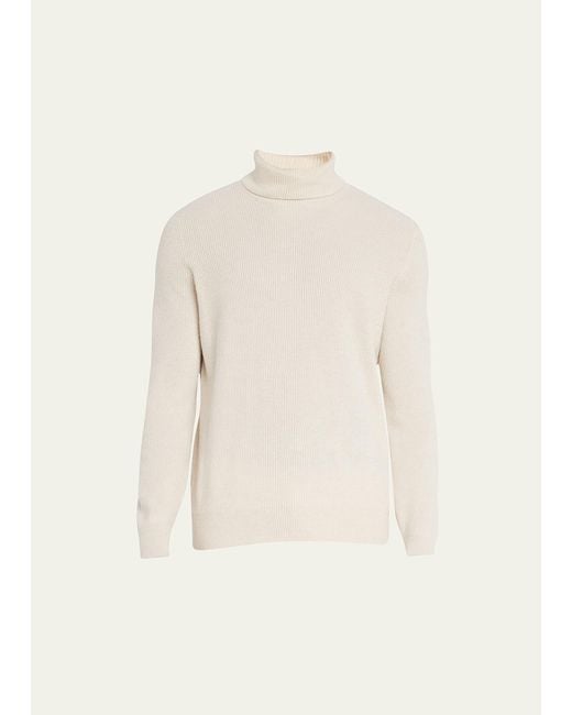 Brunello Cucinelli Natural Cashmere Turtleneck Sweater for men