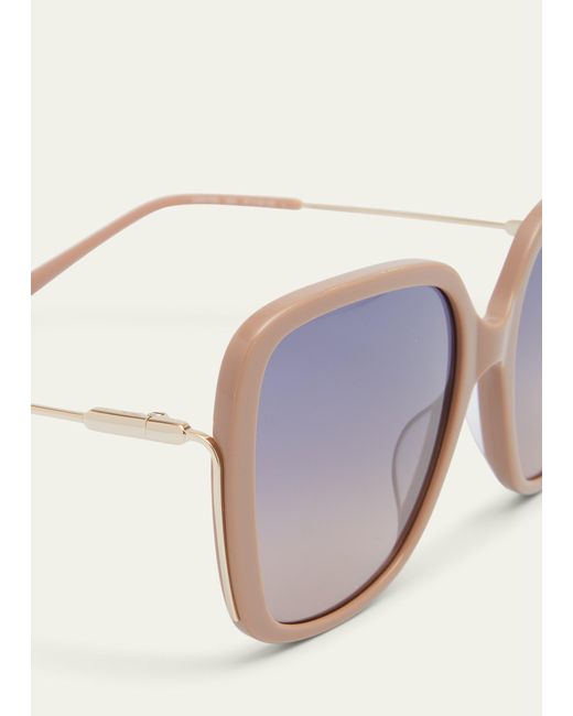 Chloé Multicolor Square Acetate And Metal Sunglasses
