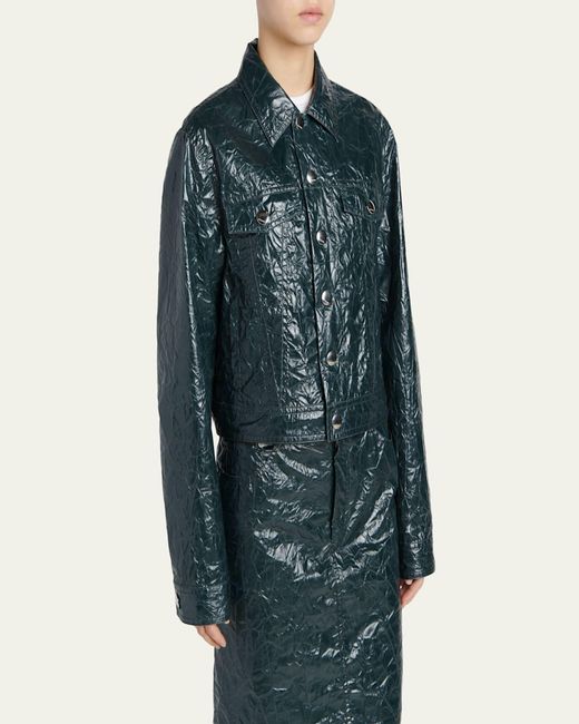 Marni Blue Glossy Crinkled Jacket