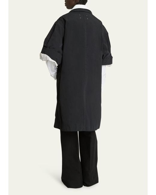 Maison Margiela Black Nylon Cuff-sleeve Coat
