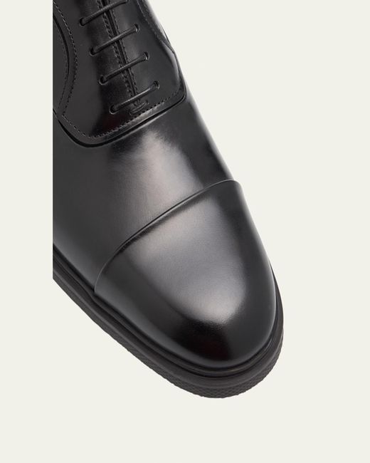 Santoni White Easy Leather Cap-Toe Oxfords for men