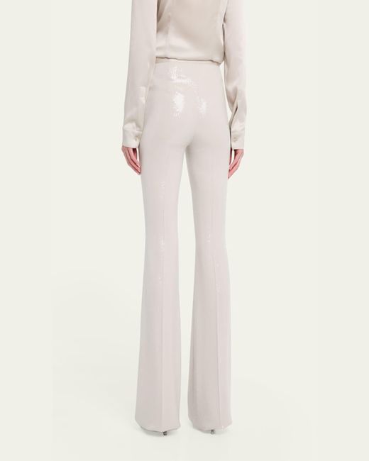 Michael Kors White Sequined Side Zip Flared Trousers