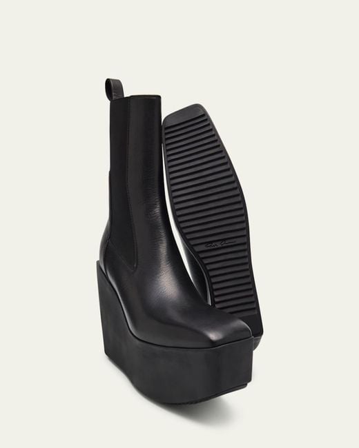 Rick Owens Black Sliver Leather Platform Beatle Boots