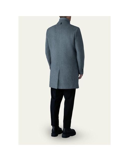 Mackage Blue Wool Topcoat With Removable Down Bib for men