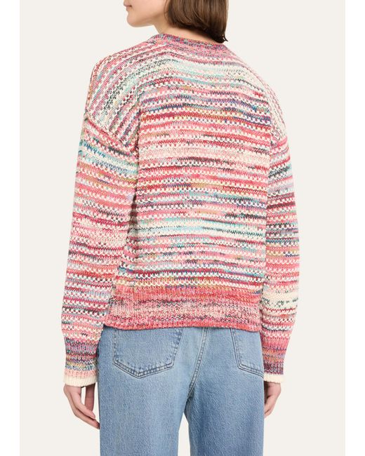Veronica Beard Pink Asmara Space-dyed Crewneck Sweater