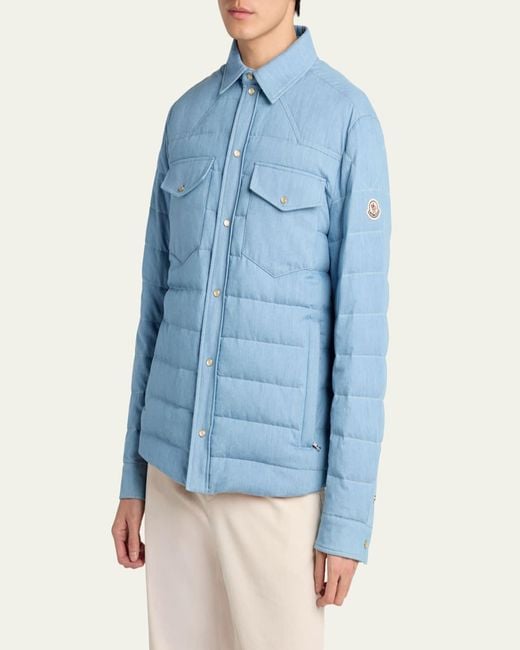 Moncler Blue Cotton Down Jacket for men