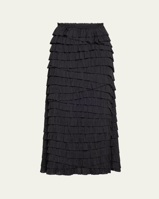 Ulla Johnson Black Eloise Layered Ruffle Skirt