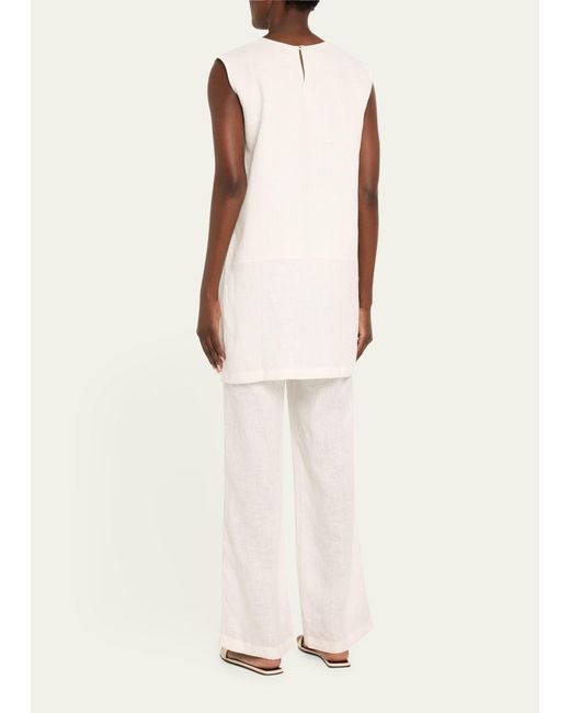 Pour Les Femmes Natural Grace Straight-leg Linen Pajama Set