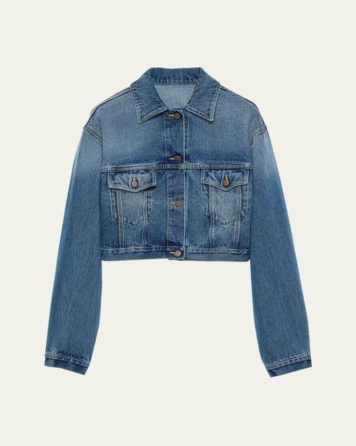 Prada Blue Boxy Denim Blouson Jacket