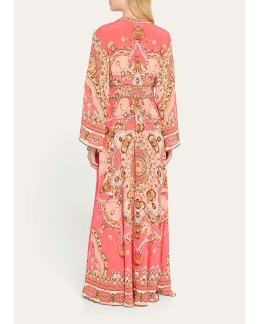 Camilla Pink Shell Games Kimono-sleeve Maxi Dress Coverup