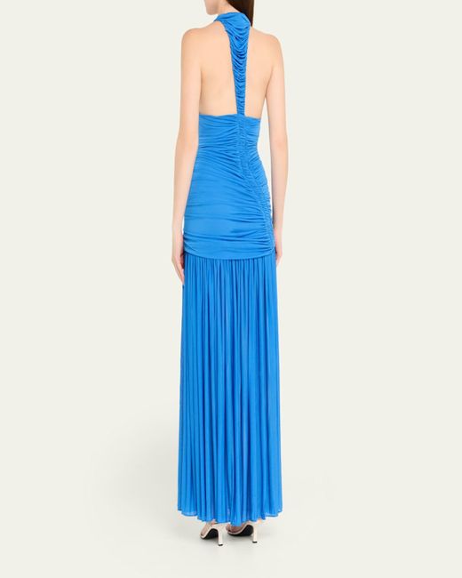 Christopher Esber Blue Orion Ruched Gown