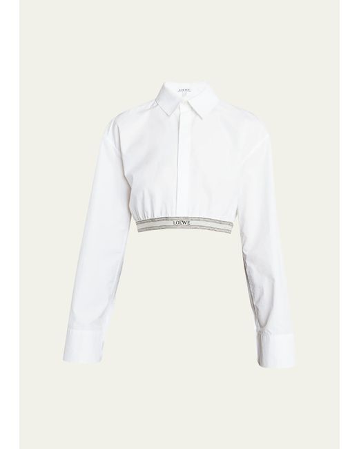 Loewe Natural Button-down Cropped Top With Logo Waistband