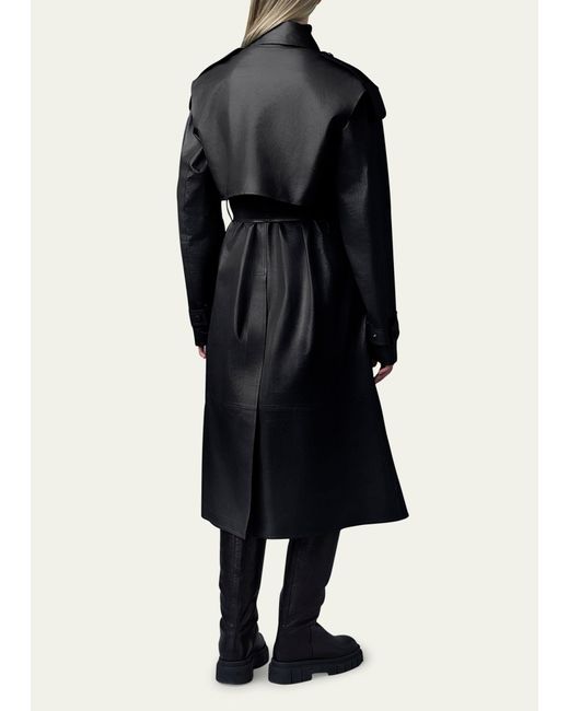 Mackage Black Adriana Belted Leather Trench Coat