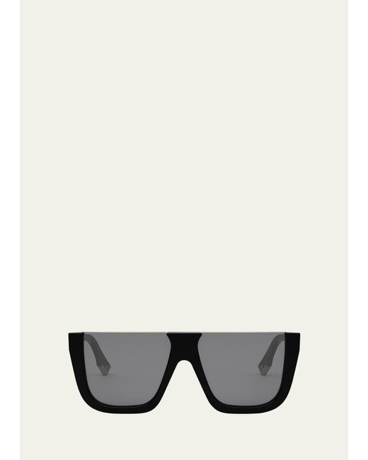 Fendi Gray Flat-top Logo Acetate Square Sunglasses