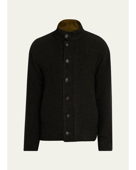 Massimo Alba Black Marcos Herringbone Virgin Wool Jacket for men