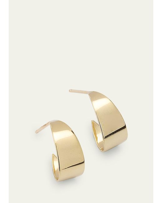 Lana Jewelry Natural 14k Yellow Gold Wrapped Wide Curved Huggie Earrings