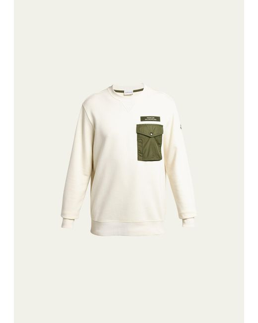 Moncler Natural Archivio Terry Crewneck Pocket Sweatshirt for men