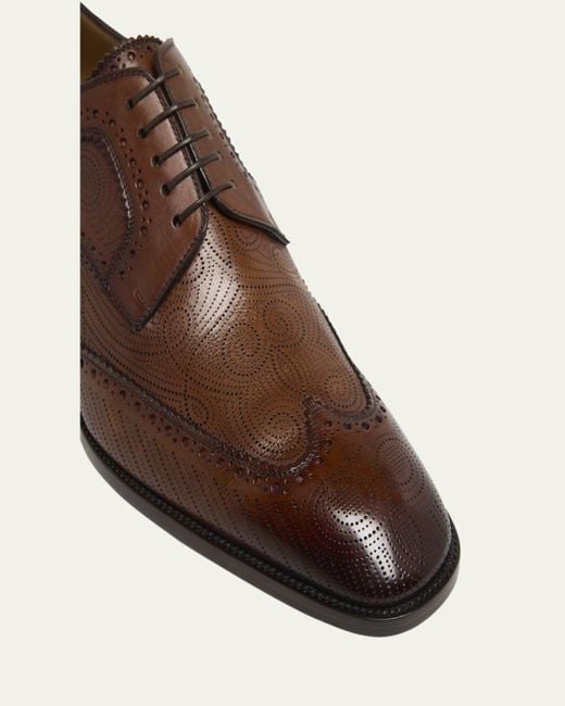 Christian Louboutin Brown Grave Wingtip Brogue Leather Derby Shoes for men