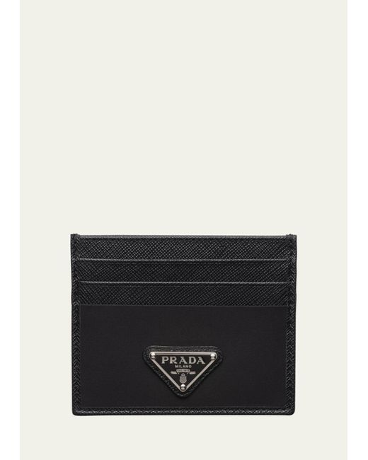 Prada Black Re-nylon And Saffiano Leather Card Holder for men