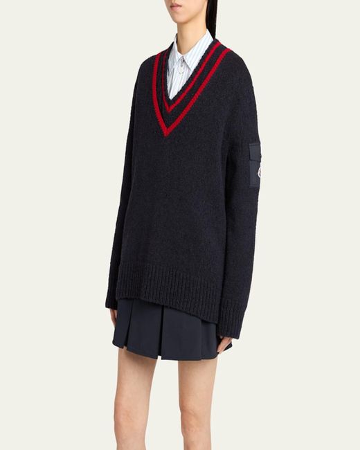 Moncler Blue V-Neck Sweater